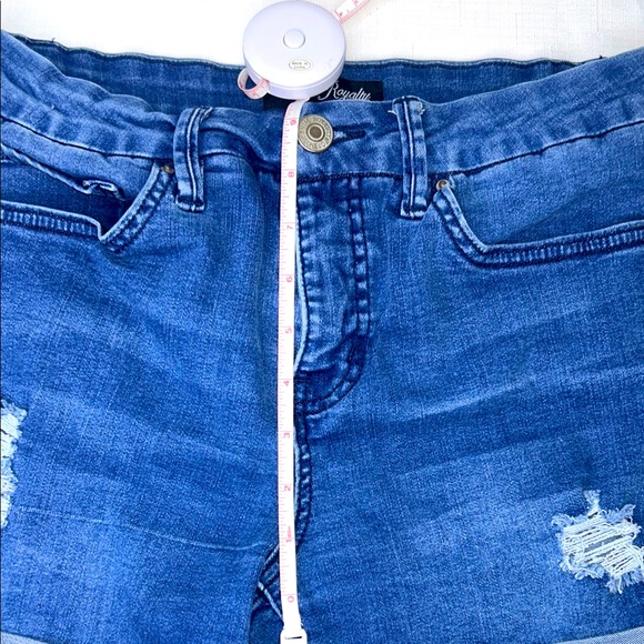 Royalty For Me Blue Jean Shorts High-Waisted Cuffed size 8 - Picture 7 of 8